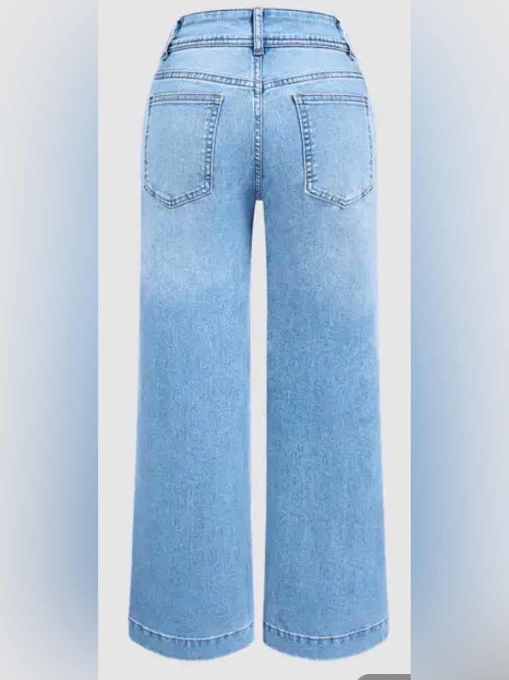 Flamingals Wash Asymmetrical Stitch Detail Mid Waist Straight Leg Jeans - Picture 6 of 14